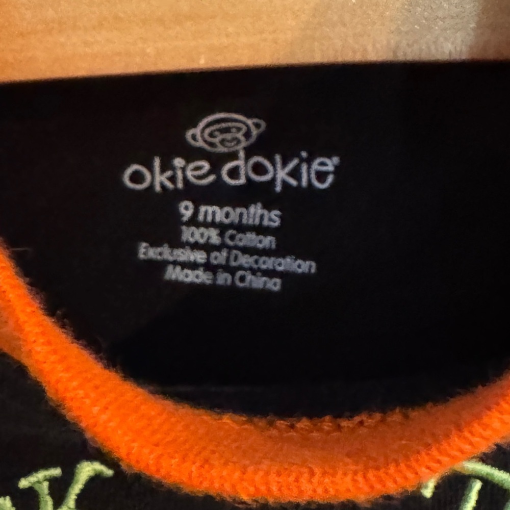 Okie Dokie Black and Orange Trick or Treat Halloween  Footie pajamas - Picture 7 of 7